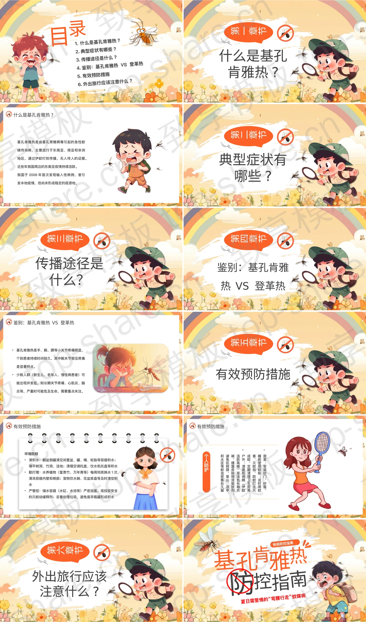图片[2]-彩色卡通男孩背景的基孔肯雅热防控指南PPT模板 - 致享TOP-SHARE-致享TOP-SHARE