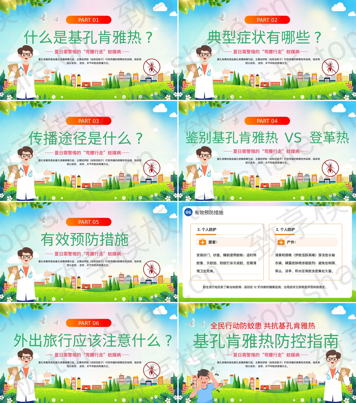 图片[2]-多彩卡通风格的基孔肯雅热防控指南医学知识科普PPT模板 - 致享TOP-SHARE-致享TOP-SHARE