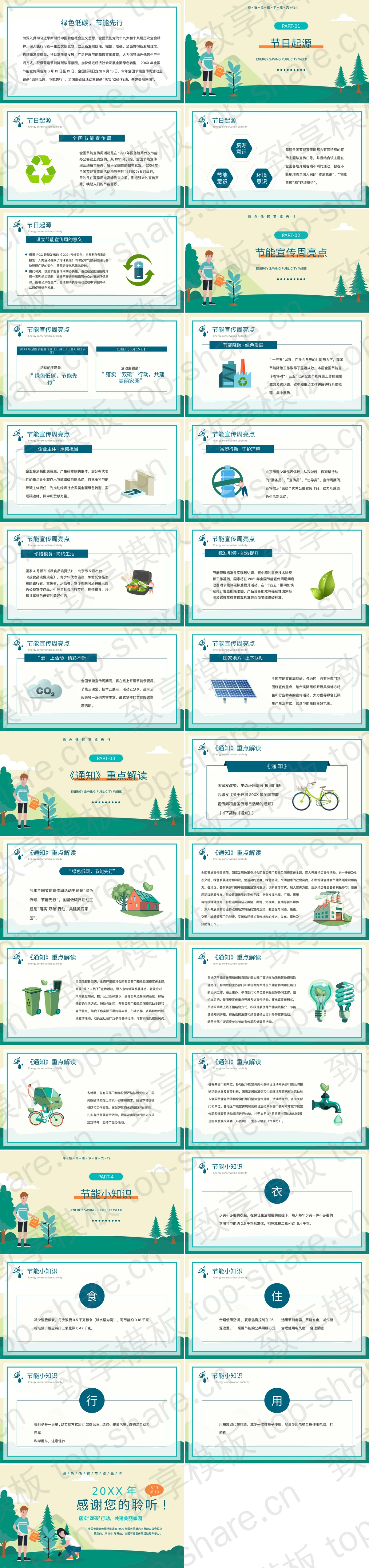 图片[2]-绿色卡通背景的全国节能宣传周PPT模板下载 - 致享TOP-SHARE-致享TOP-SHARE
