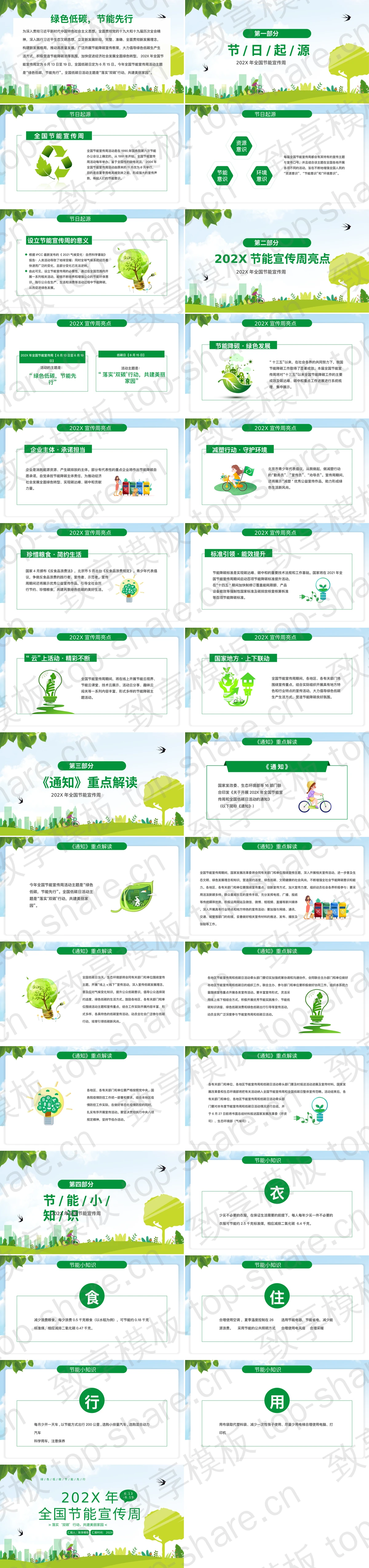 图片[2]-绿色清新卡通背景的全国节能宣传周PPT模板下载 - 致享TOP-SHARE-致享TOP-SHARE