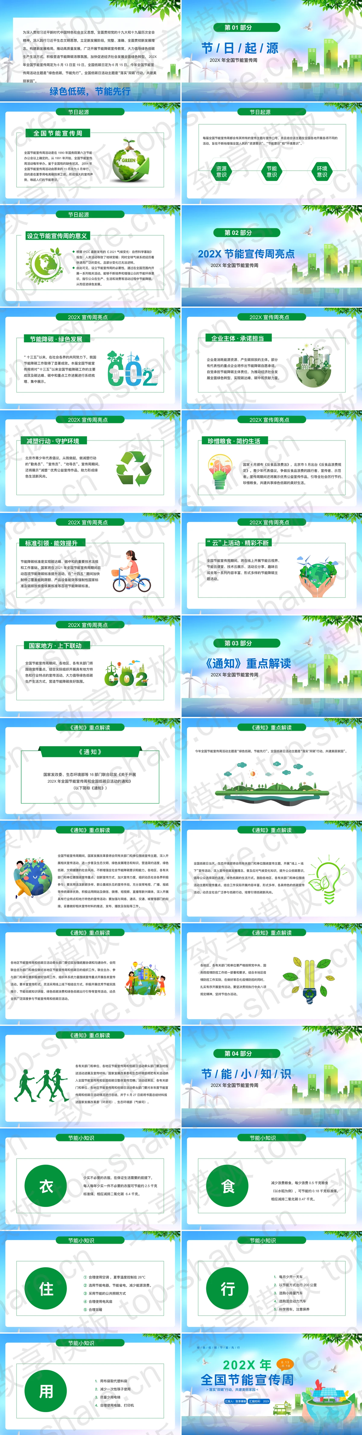 图片[2]-蓝绿配色卡通背景的全国节能宣传周PPT模板下载 - 致享TOP-SHARE-致享TOP-SHARE