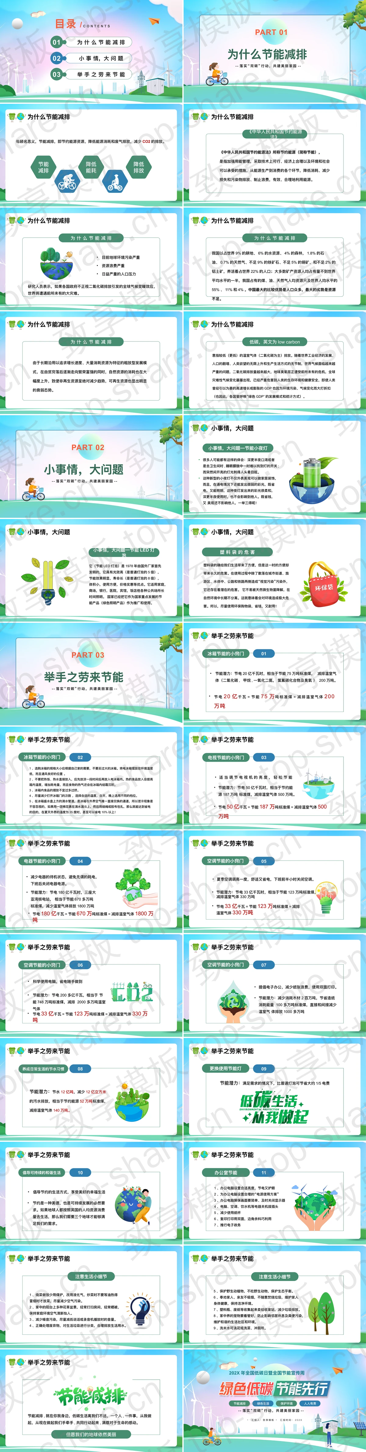 图片[2]-蓝绿配色“绿色低碳节能先行”全国低碳日暨全国节能宣传周PPT模板下载 - 致享TOP-SHARE-致享TOP-SHARE