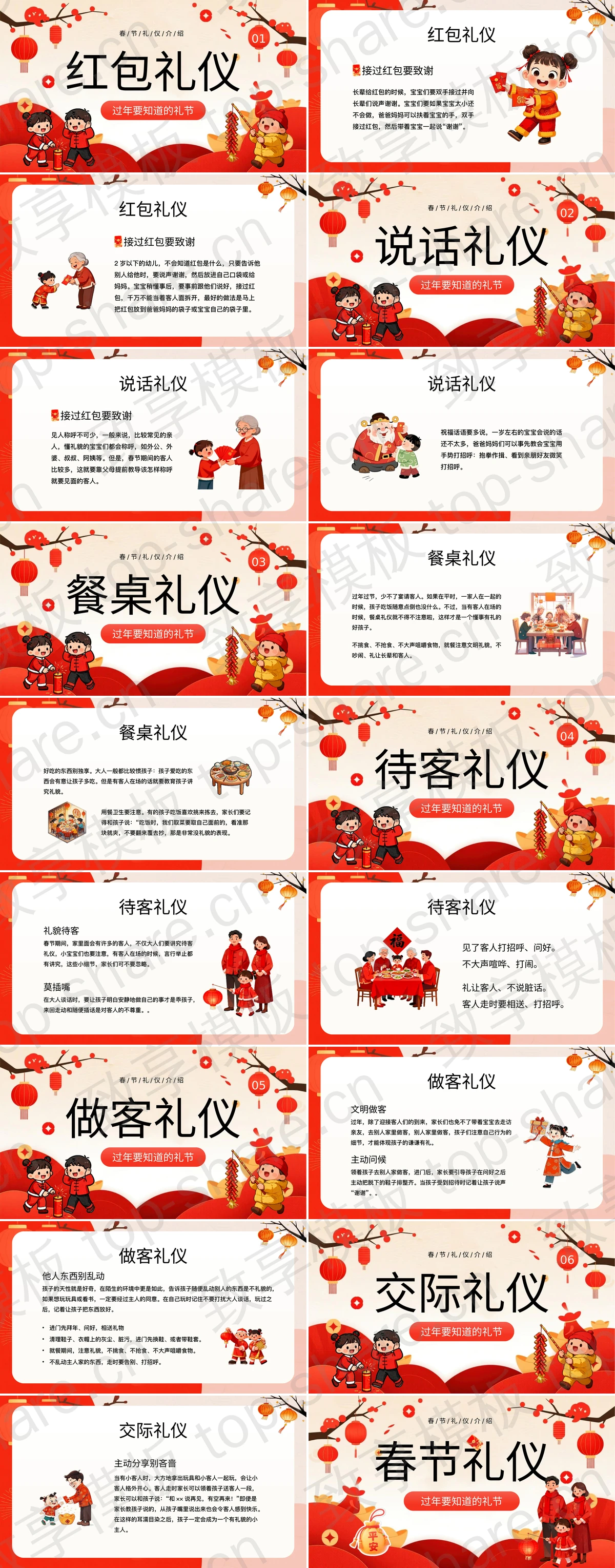 图片[2]-红色喜庆春节礼仪介绍PPT模板 - 致享TOP-SHARE-致享TOP-SHARE
