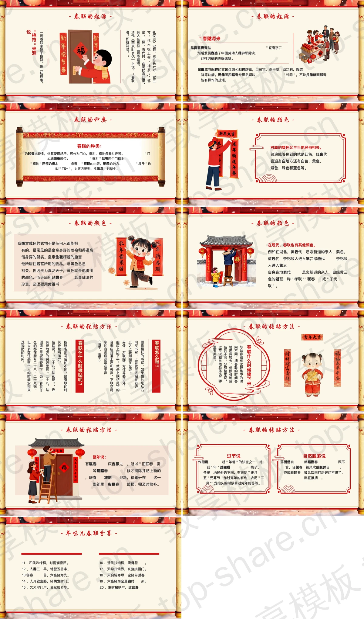 图片[2]-红色喜庆春联传统文化百科知识介绍PPT模板 - 致享TOP-SHARE-致享TOP-SHARE