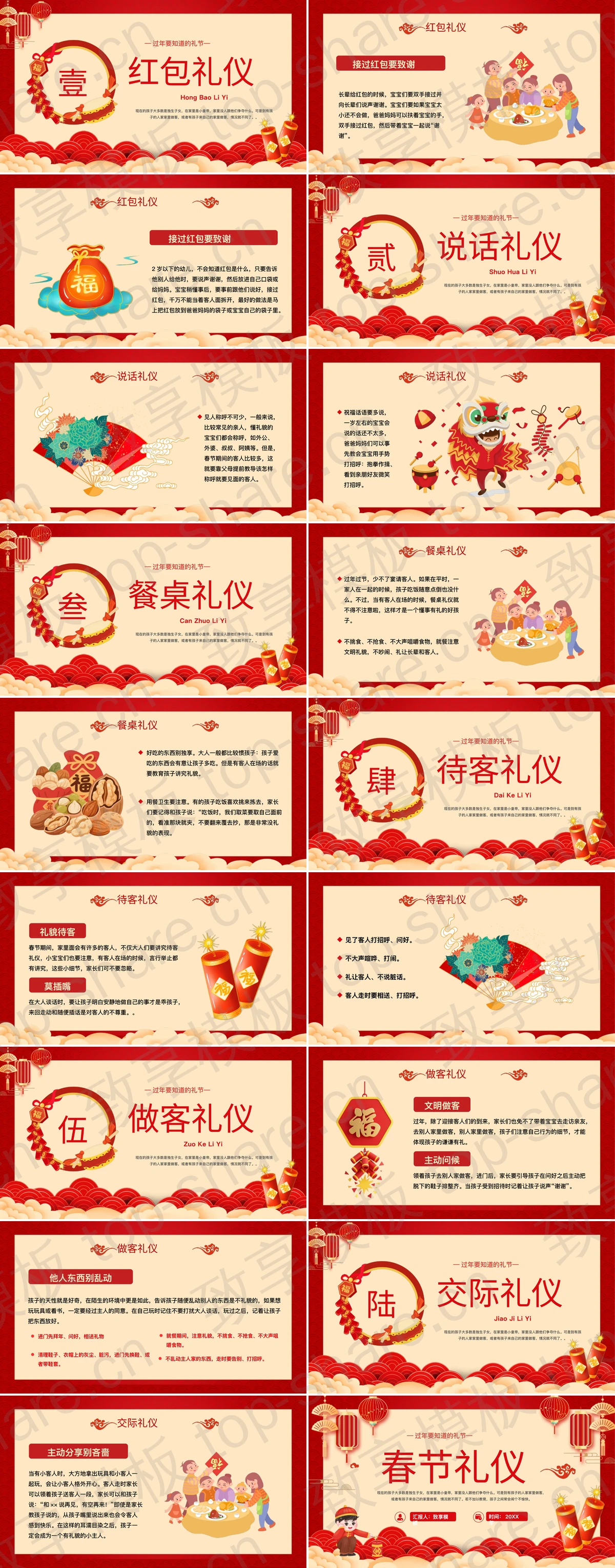 图片[2]-红色喜庆春节礼仪宣传介绍PPT模板 - 致享TOP-SHARE-致享TOP-SHARE