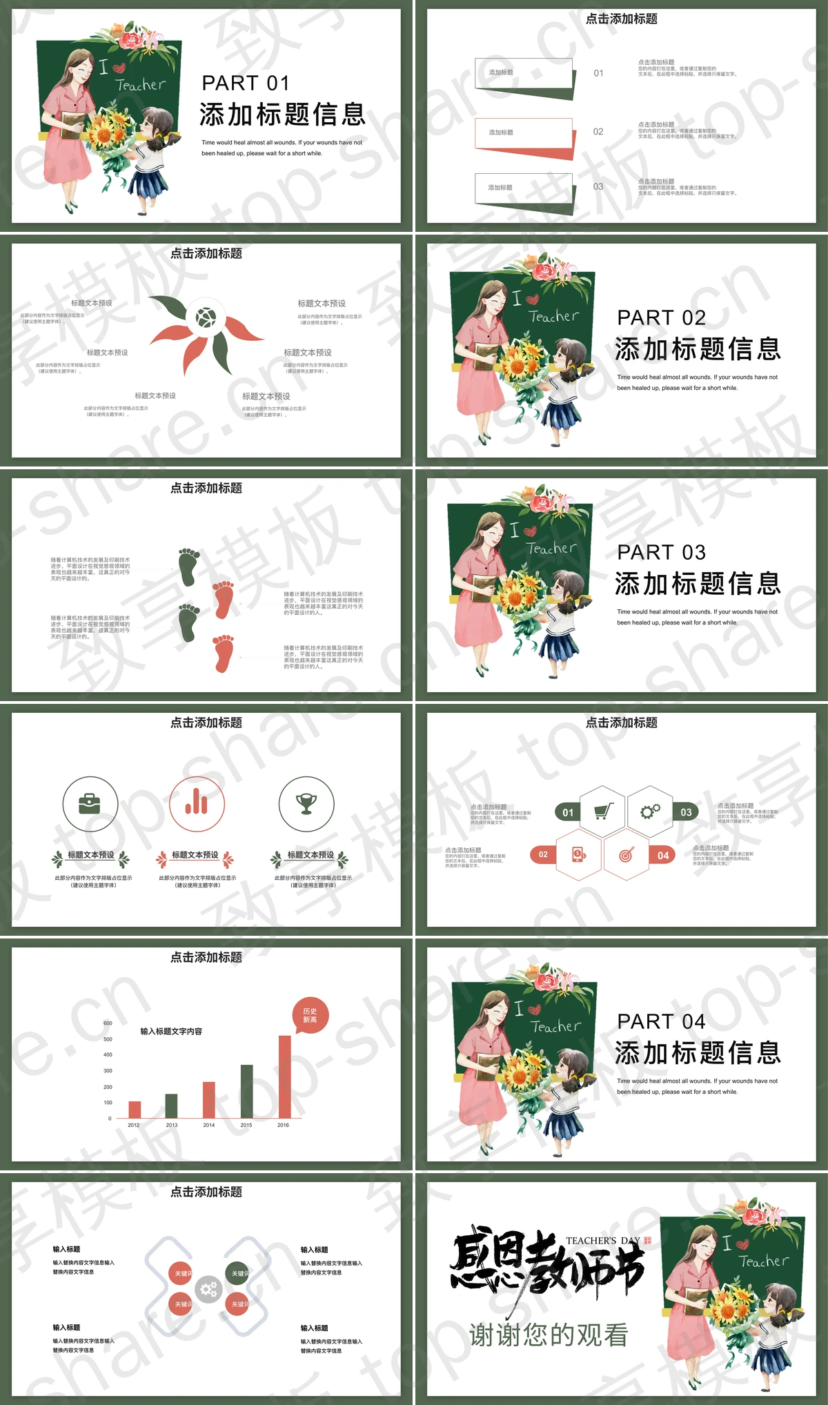 图片[2]-绿色清新感恩教师节主题班会PPT模板 - 致享TOP-SHARE-致享TOP-SHARE
