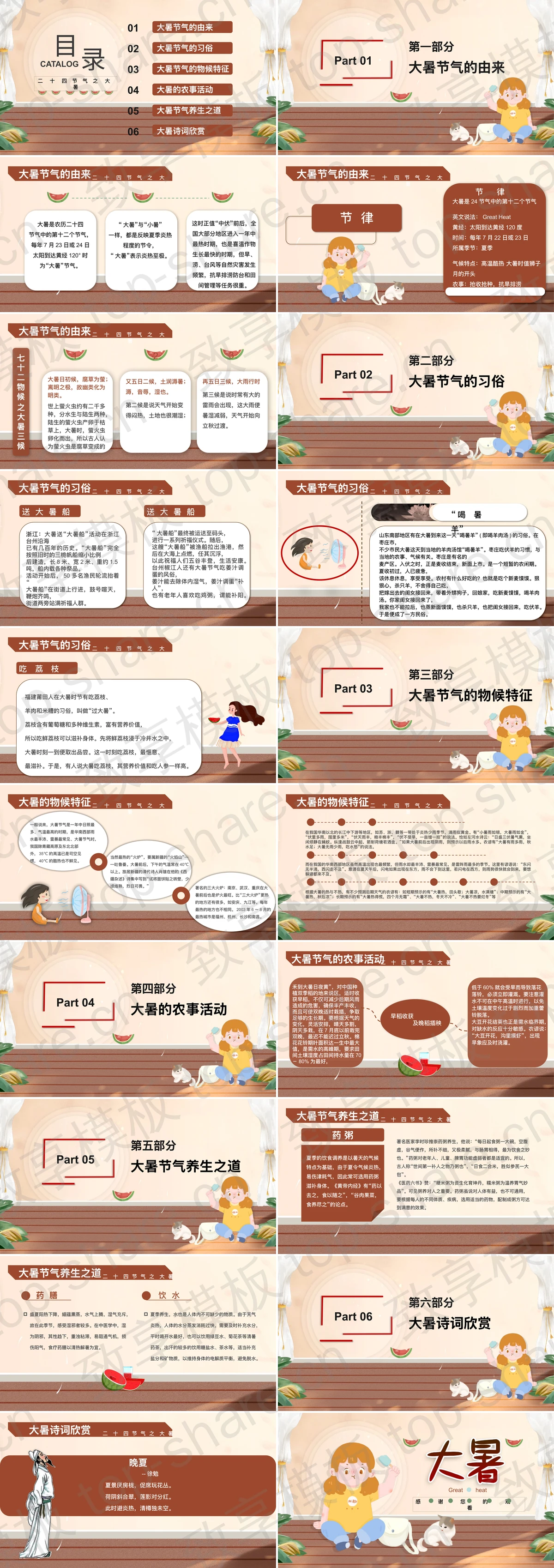 图片[2]-卡通女孩背景大暑节气介绍PPT模板 - 致享TOP-SHARE-致享TOP-SHARE