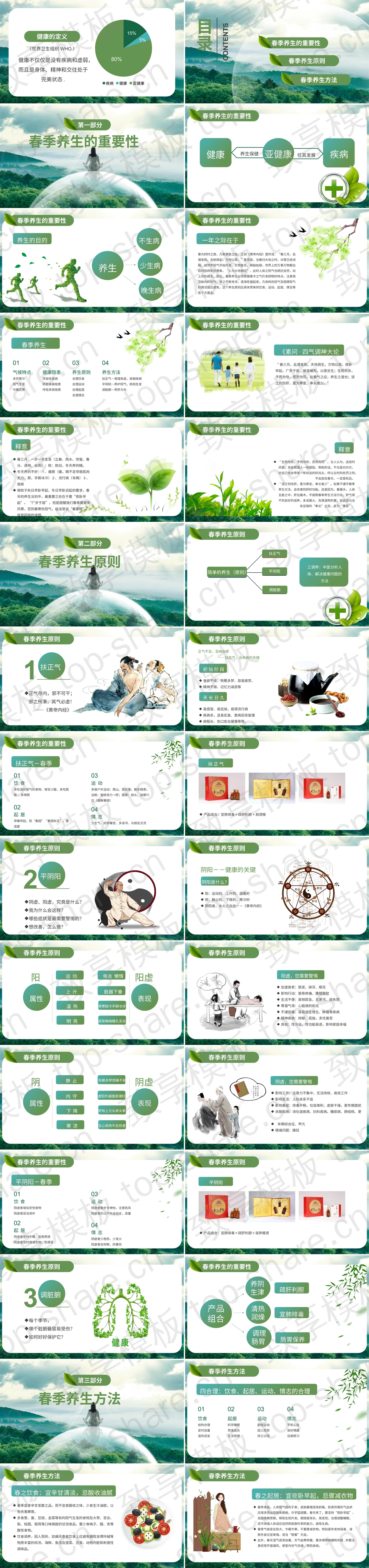 图片[2]-绿色森林背景春季养生讲座PPT模板 - 致享TOP-SHARE-致享TOP-SHARE