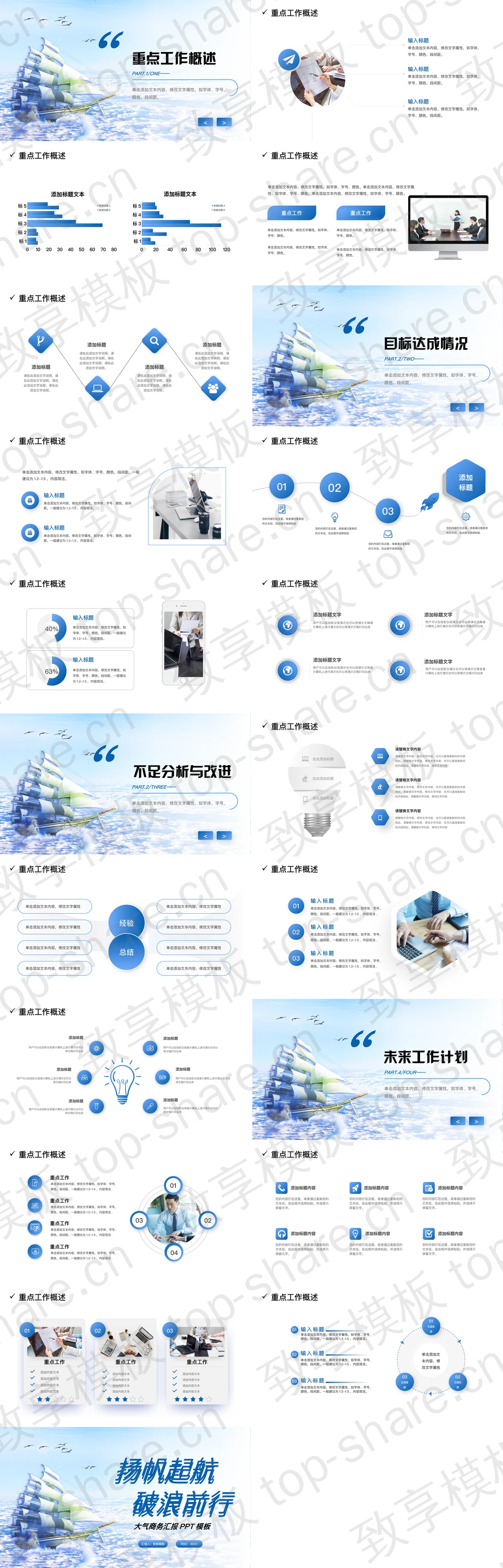图片[2]-帆船背景的扬帆起航破浪前行商务汇报PPT模板 - 致享TOP-SHARE-致享TOP-SHARE