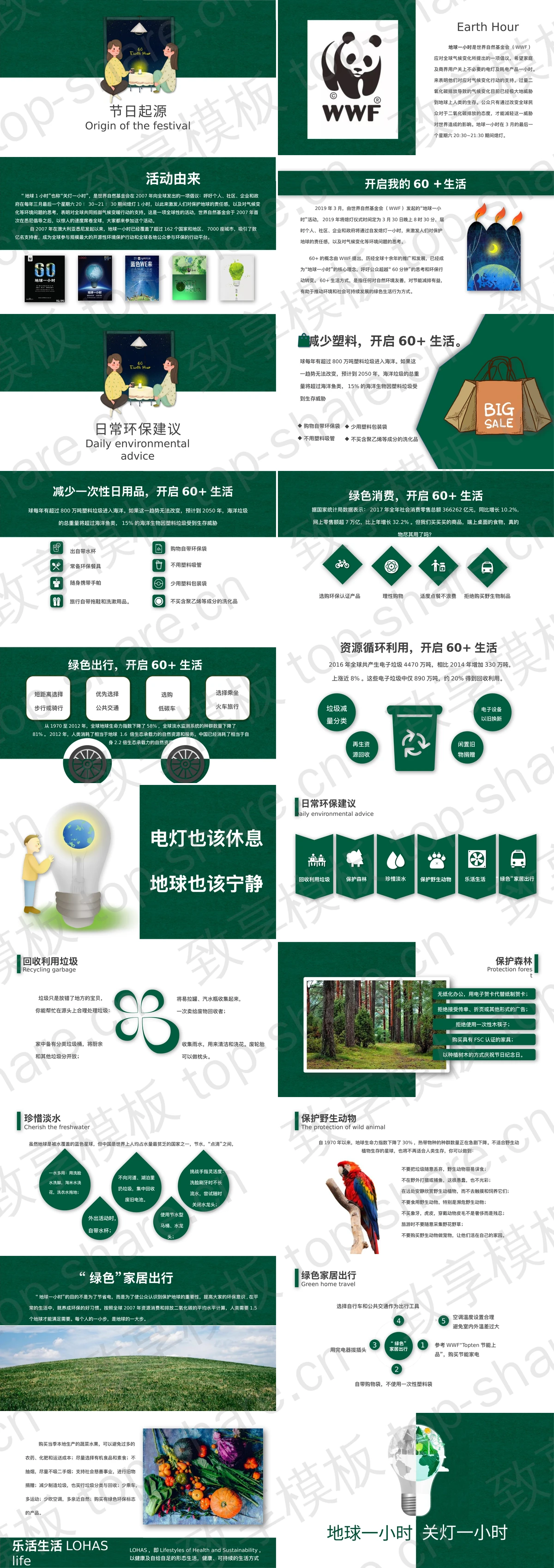 图片[2]-绿色电灯样式背景“地球一小时关灯一小时”节能环保宣传PPT模板下载 - 致享TOP-SHARE-致享TOP-SHARE