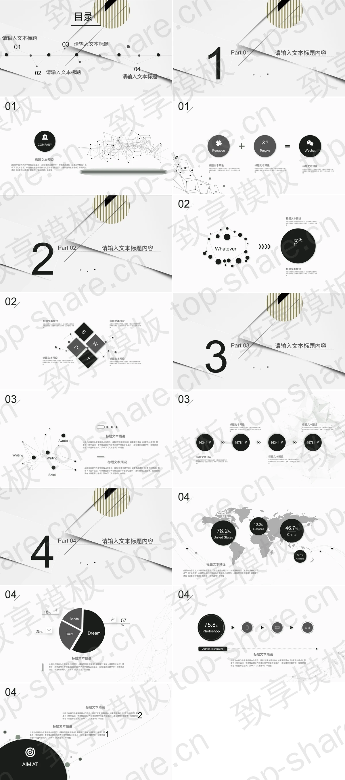 图片[2]-灰色线条背景的艺术时尚PPT模板 - 致享TOP-SHARE-致享TOP-SHARE