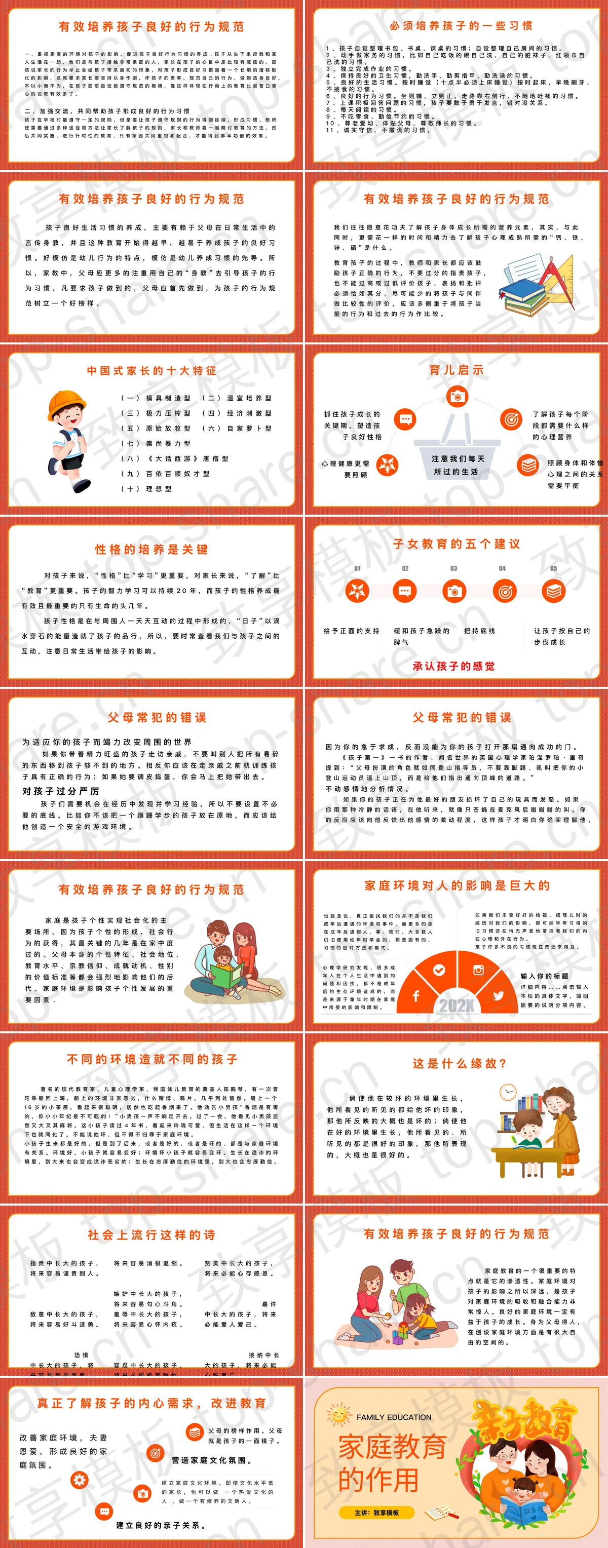 图片[2]-卡通一家三口背景家庭教育的作用PPT模板 - 致享TOP-SHARE-致享TOP-SHARE