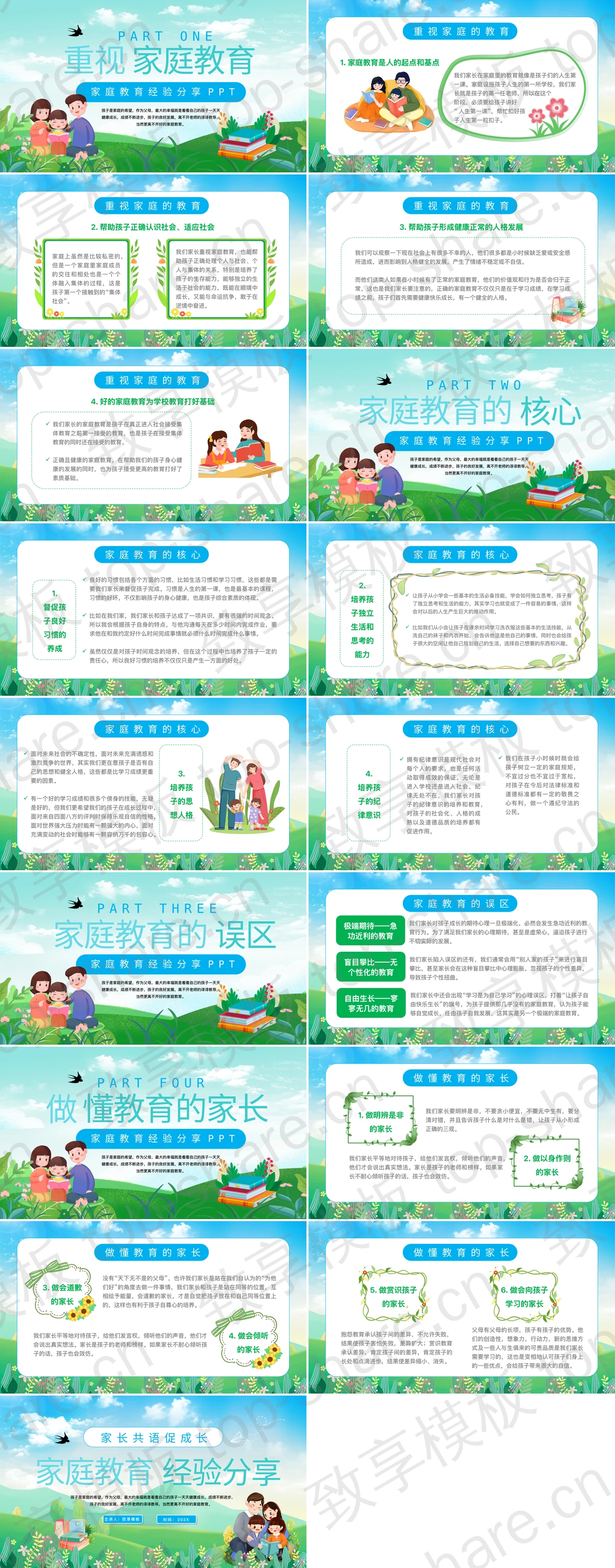 图片[2]-“家长共语促成长”家庭教育经验分享PPT模板 - 致享TOP-SHARE-致享TOP-SHARE