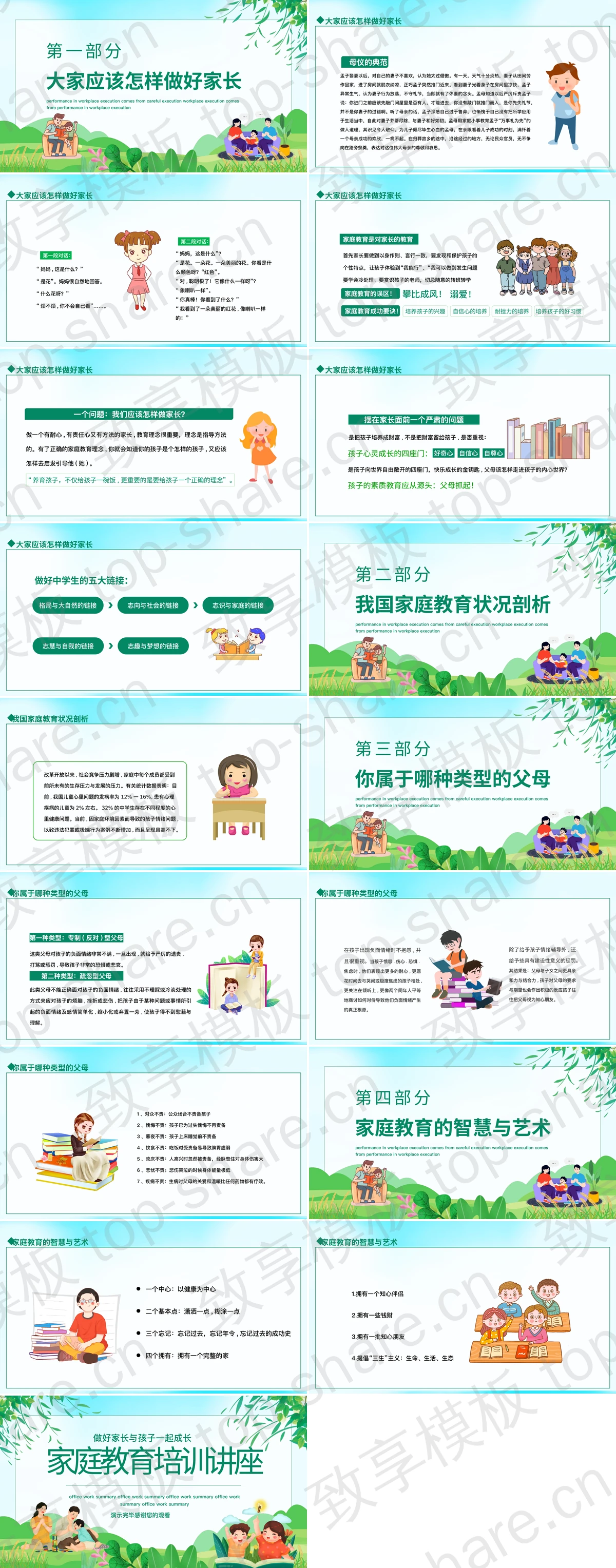 图片[2]-绿色清新亲子互动背景家庭教育培训讲座PPT模板 - 致享TOP-SHARE-致享TOP-SHARE