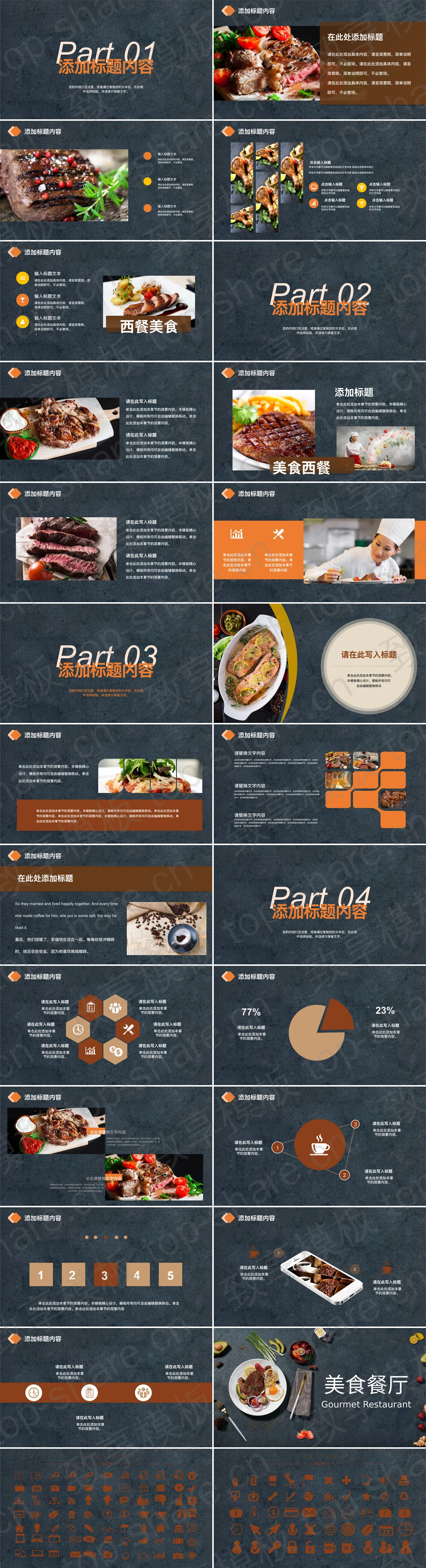 图片[2]-美味西餐背景的美食餐厅绍PPT模板 - 致享TOP-SHARE-致享TOP-SHARE