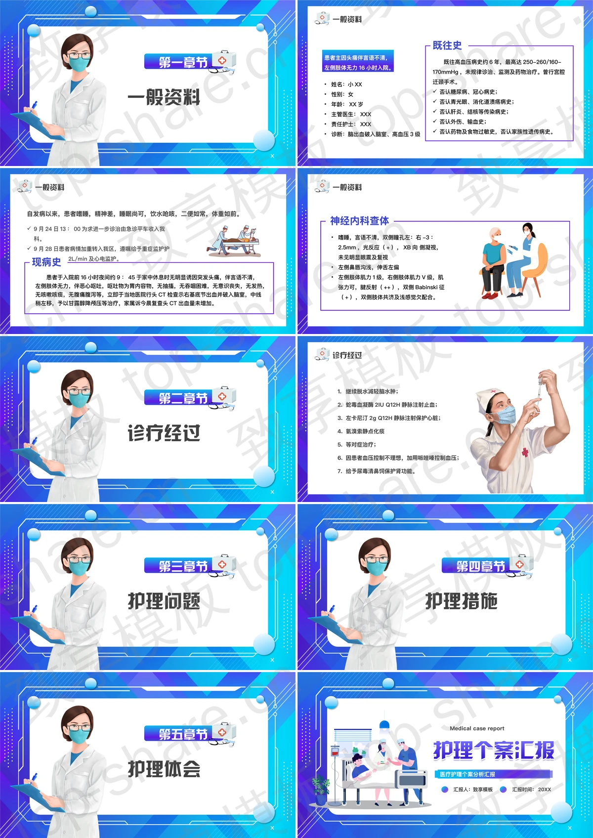 图片[2]-蓝紫配色矢量风格的医疗护理个案分析汇报PPT模板 - 致享TOP-SHARE-致享TOP-SHARE