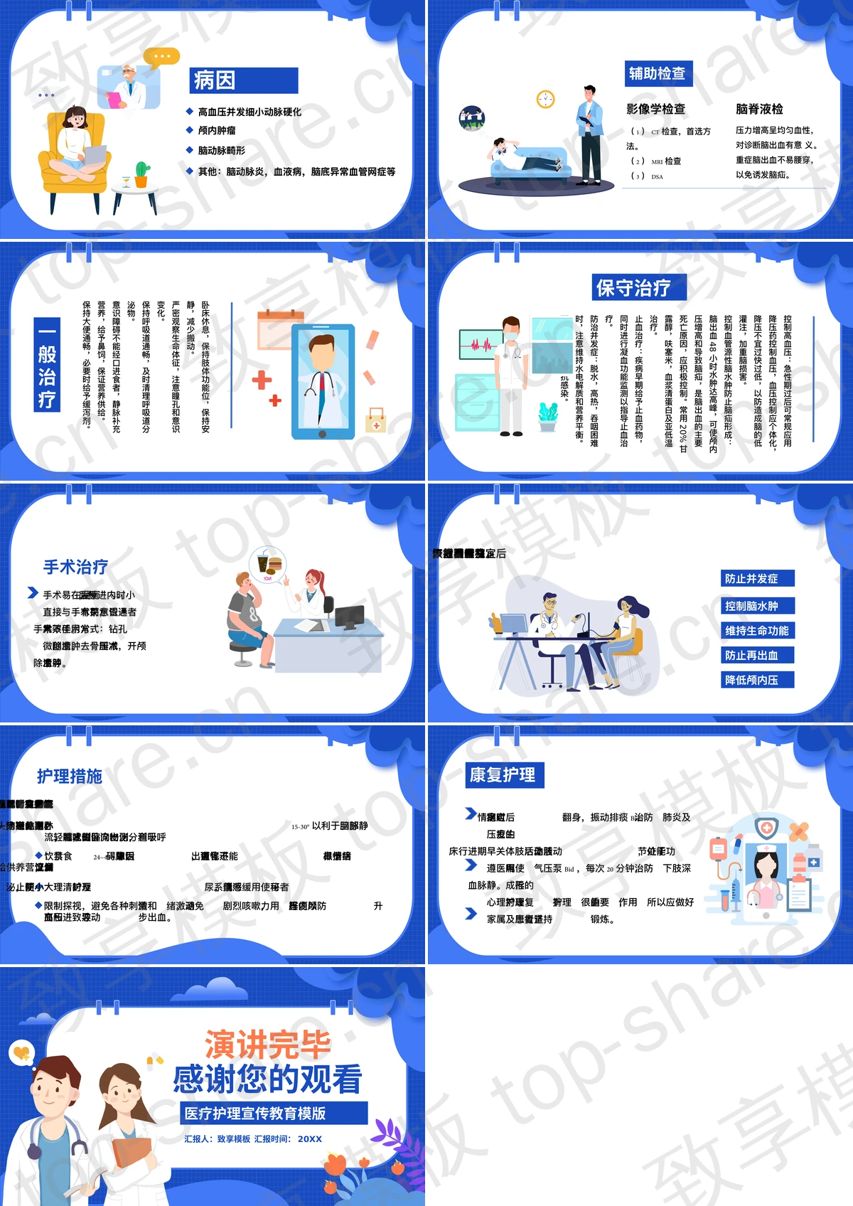 图片[2]-蓝色矢量卡通医生背景的神经外科个案护理查房宣传教育PPT模板 - 致享TOP-SHARE-致享TOP-SHARE