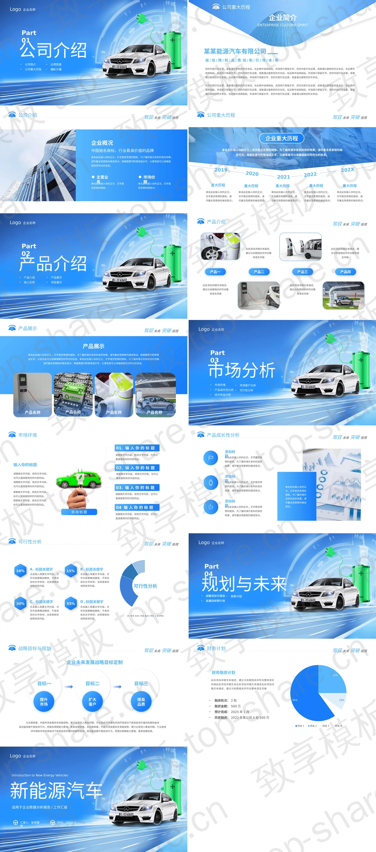 图片[2]-蓝色新能源汽车企业项目宣传PPT模板 - 致享TOP-SHARE-致享TOP-SHARE