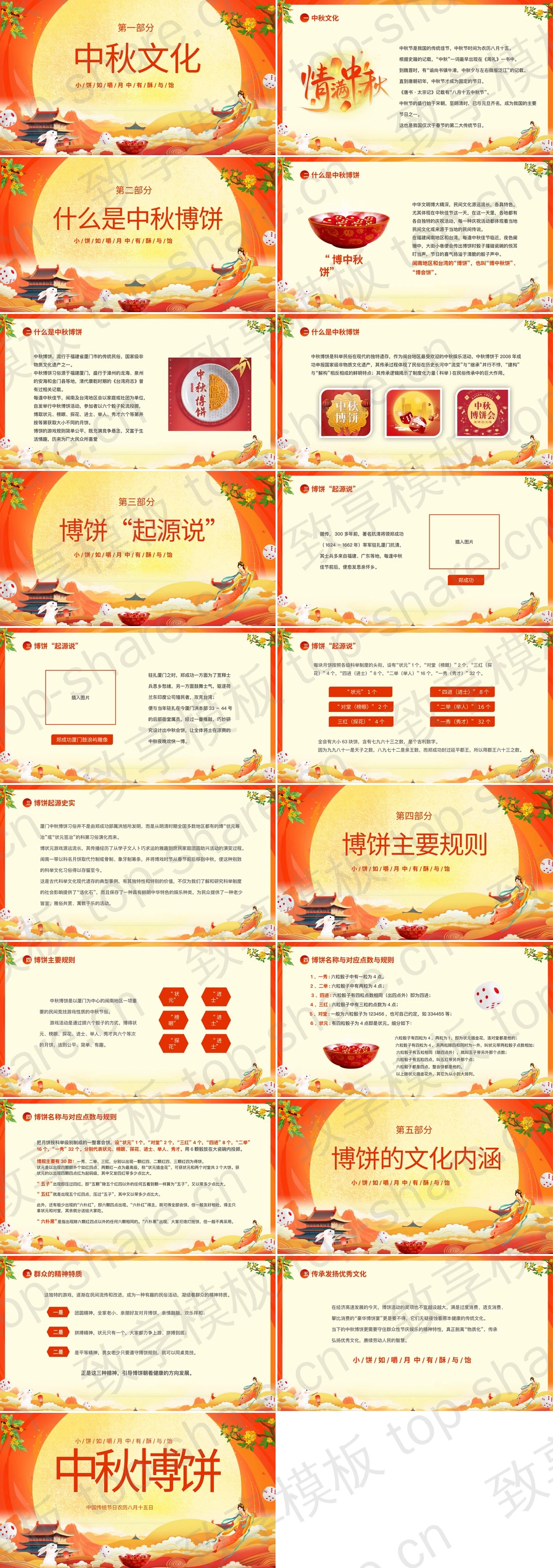 图片[2]-红金精美国潮风“中秋博饼”传统节日中秋节节日介绍PPT模板 - 致享TOP-SHARE-致享TOP-SHARE