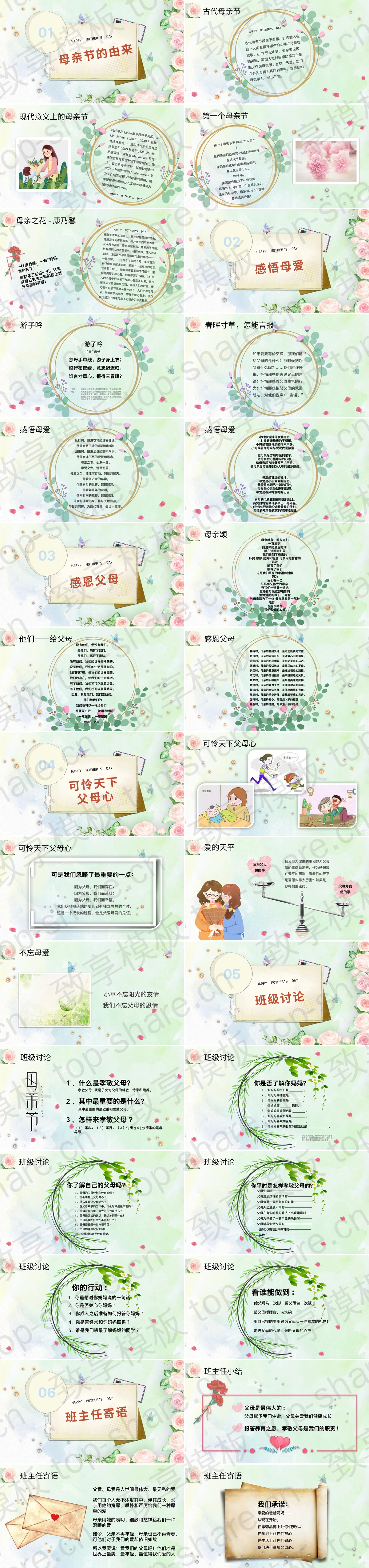 图片[2]-绿色精美花卉背景母亲节节日介绍PPT模板 - 致享TOP-SHARE-致享TOP-SHARE