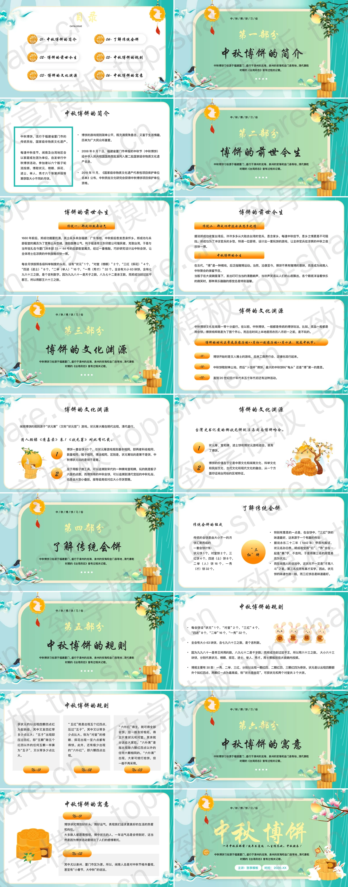 图片[2]-古典中国风背景的中秋博饼习俗介绍PPT模板 - 致享TOP-SHARE-致享TOP-SHARE