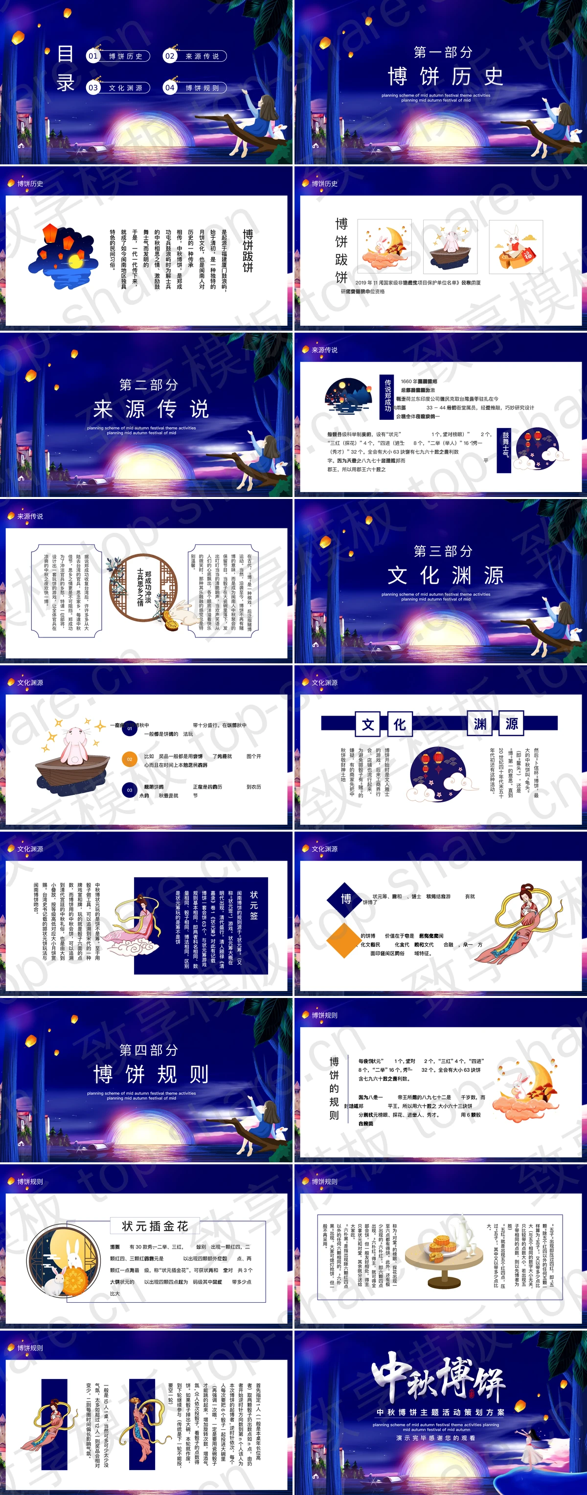 图片[2]-蓝色卡通风格的中秋博饼主题活动策划方案PPT模板 - 致享TOP-SHARE-致享TOP-SHARE