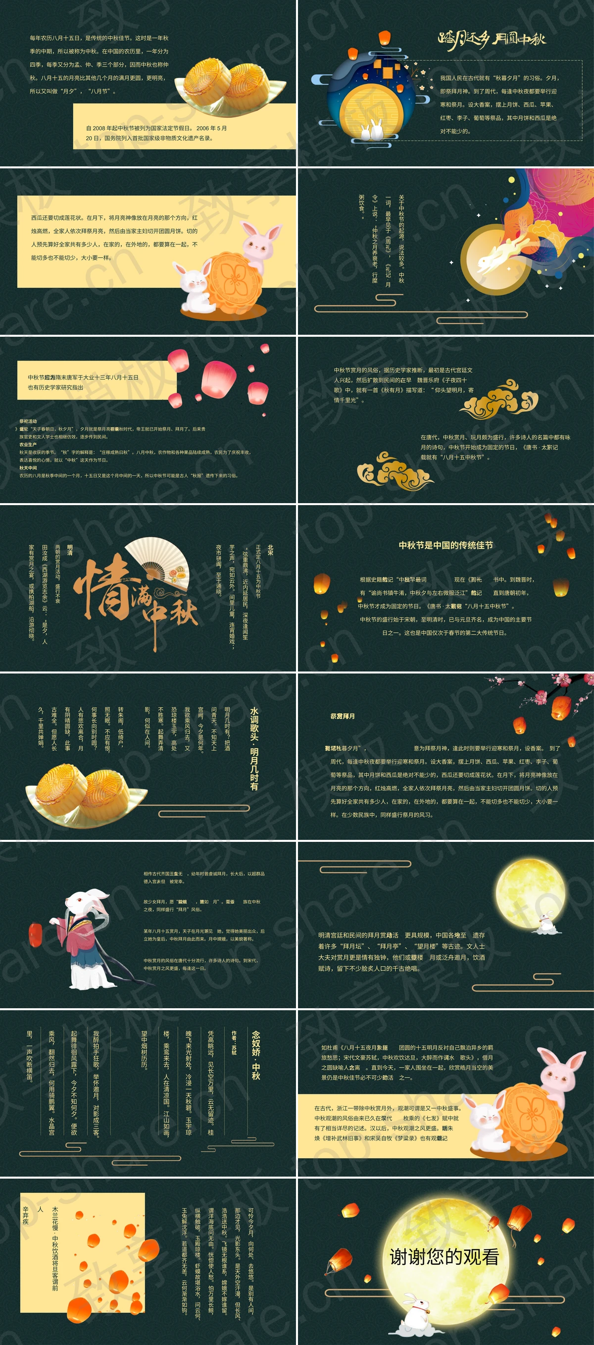 图片[2]-绿色卡通圆月孔明灯背景的“踏月还乡月圆中秋”中秋节节日介绍PPT模板 - 致享TOP-SHARE-致享TOP-SHARE