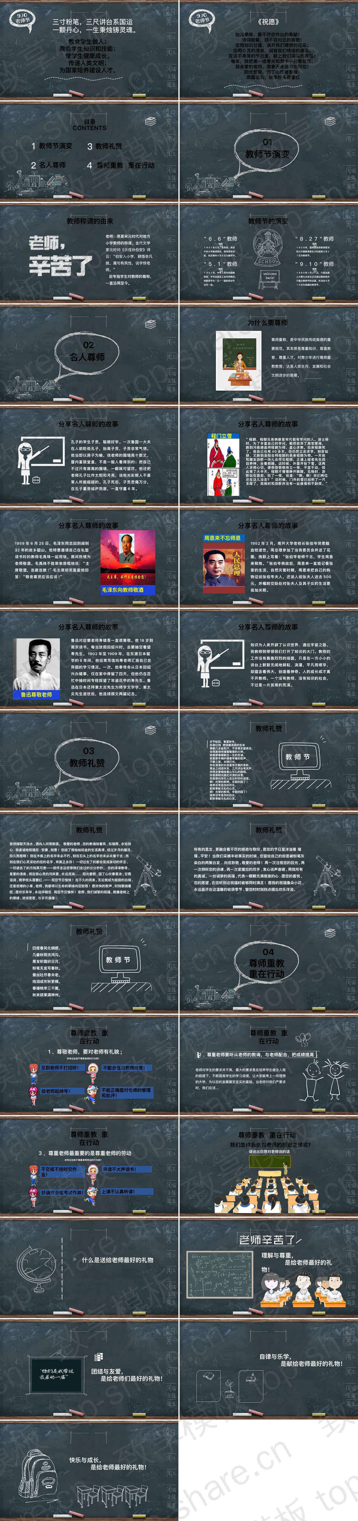 图片[2]-黑板背景粉笔手绘风格的感恩教师节主题班会PPT模板 - 致享TOP-SHARE-致享TOP-SHARE