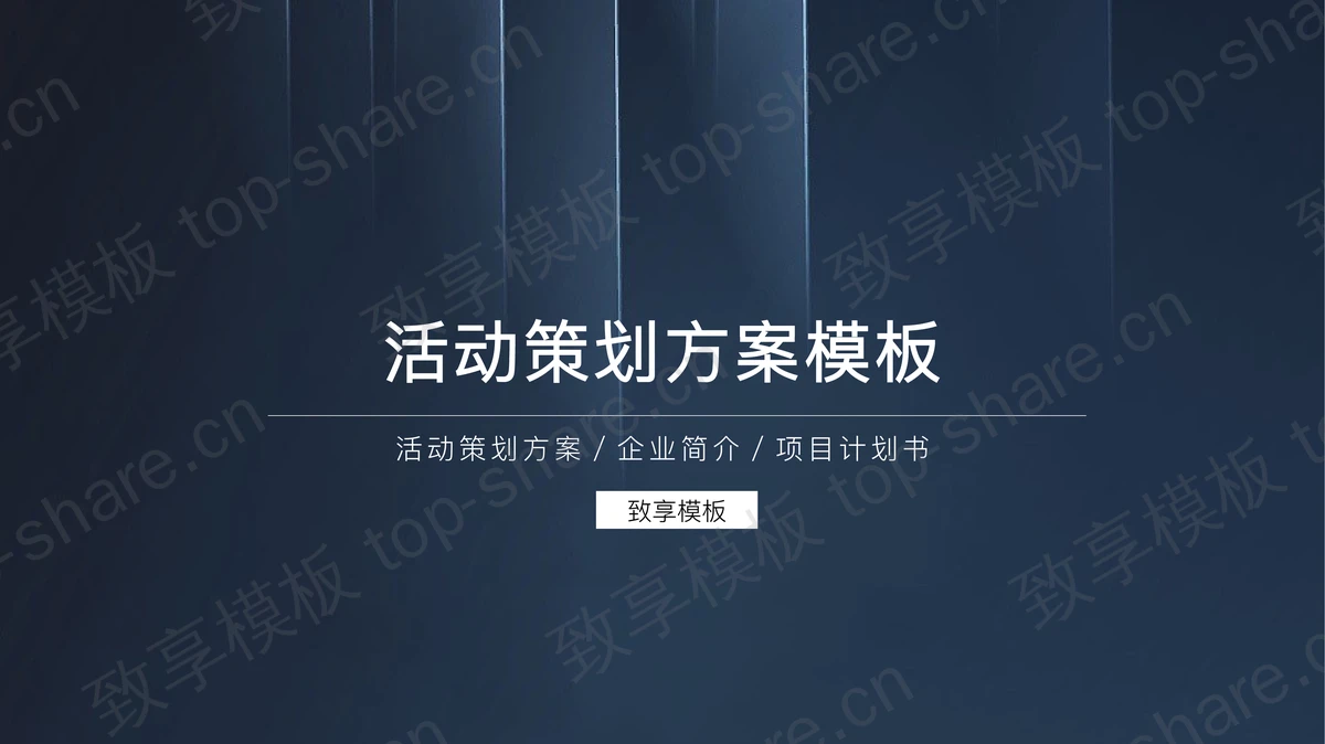 蓝色极简竖线背景的活动策划方案PPT模板-致享TOP-SHARE