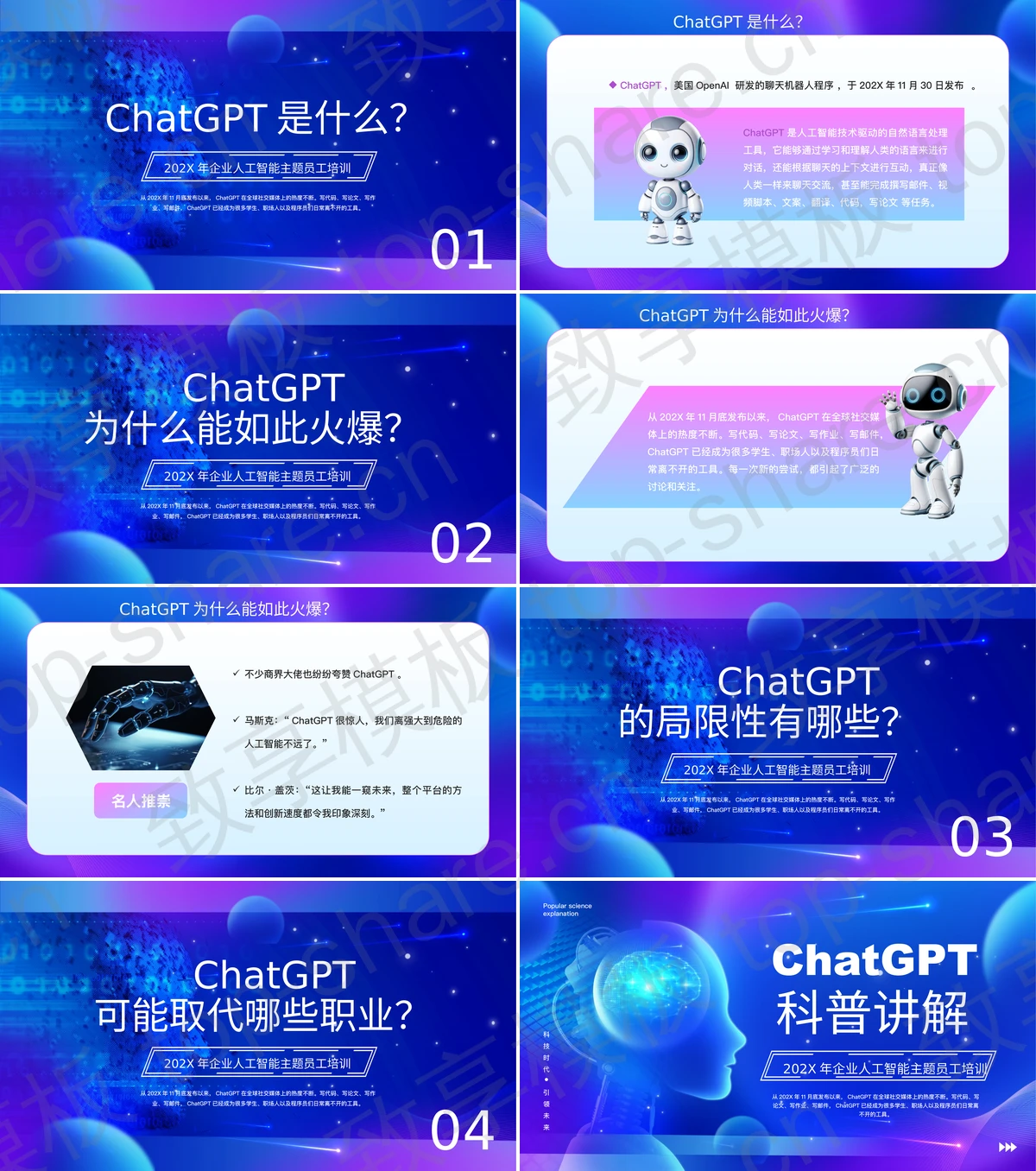 图片[2]-蓝紫配色科技风ChatGPT科普讲解企业人工智能主题员工培训PPT模板 - 致享TOP-SHARE-致享TOP-SHARE