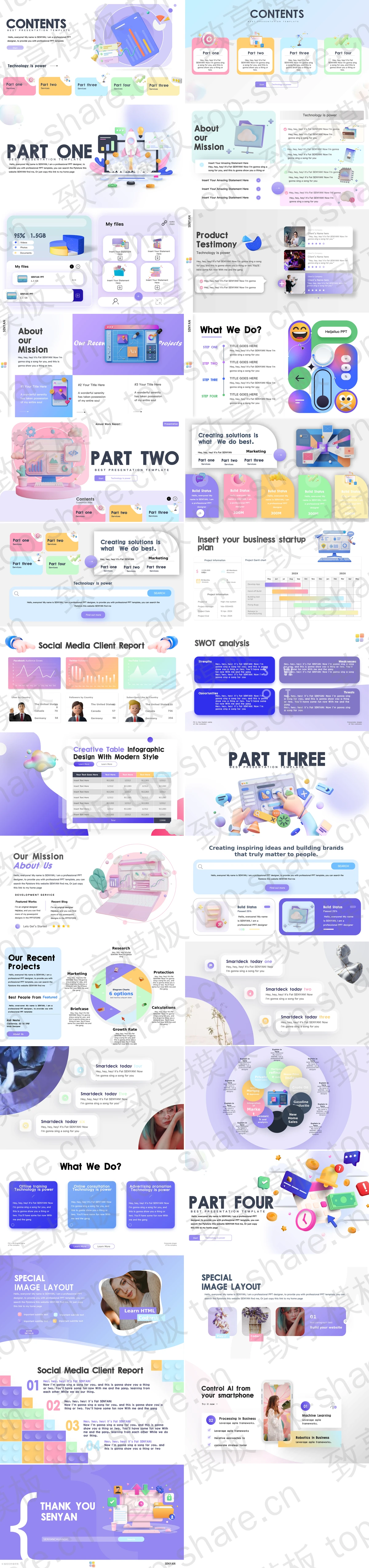 图片[2]-彩色3D立体风格的欧美商务汇报PPT模板 - 致享TOP-SHARE-致享TOP-SHARE