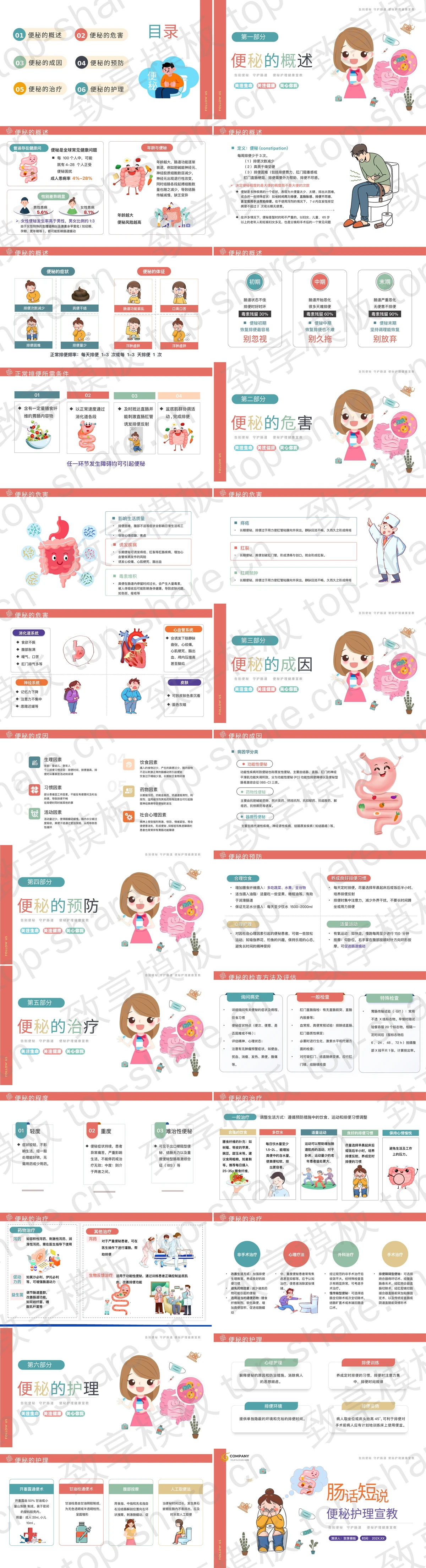 图片[2]-多彩卡通风格的“肠话短说”便秘护理宣教PPT模板 - 致享TOP-SHARE-致享TOP-SHARE