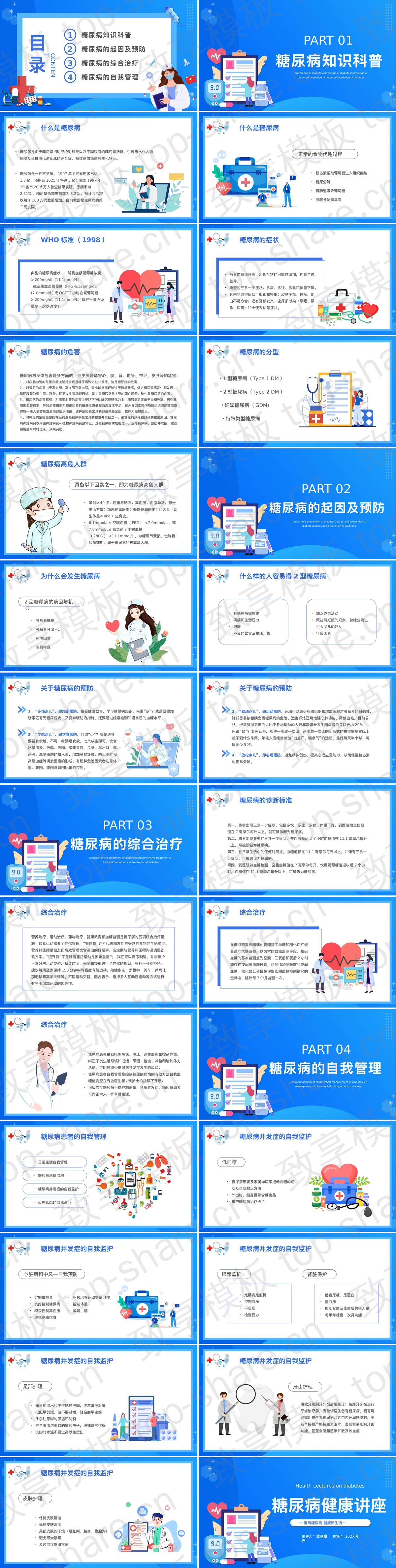 图片[2]-蓝色矢量风格的糖尿病健康讲座PPT模板 - 致享TOP-SHARE-致享TOP-SHARE