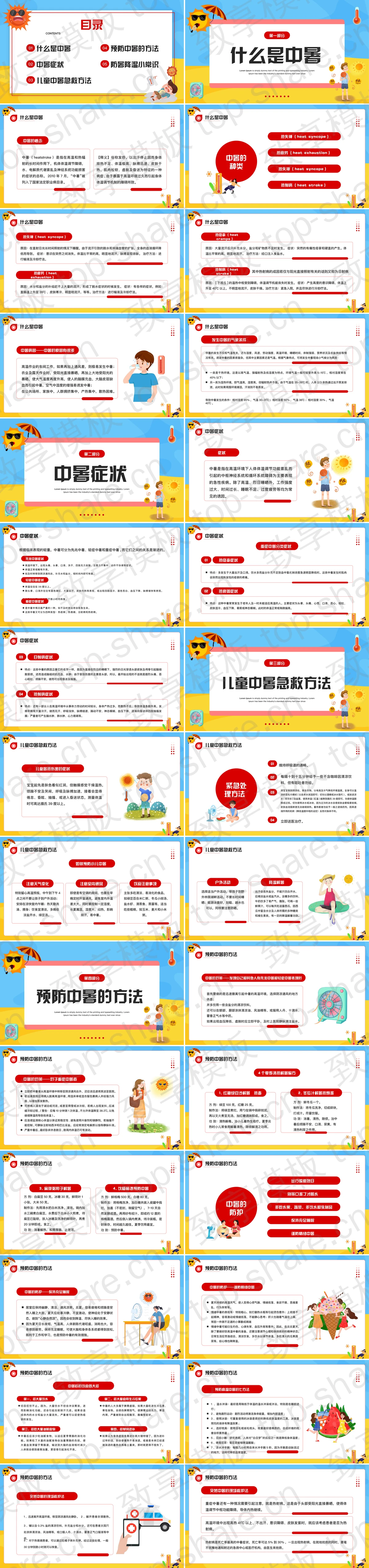 图片[2]-彩色卡通风格的中暑急救知识培训PPT模板 - 致享TOP-SHARE-致享TOP-SHARE