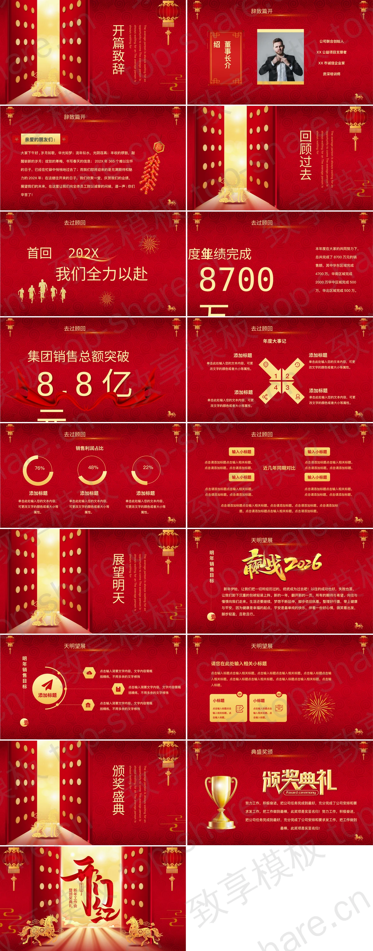 图片[2]-红色喜庆古典大门背景新年开门红PPT模板 - 致享TOP-SHARE-致享TOP-SHARE