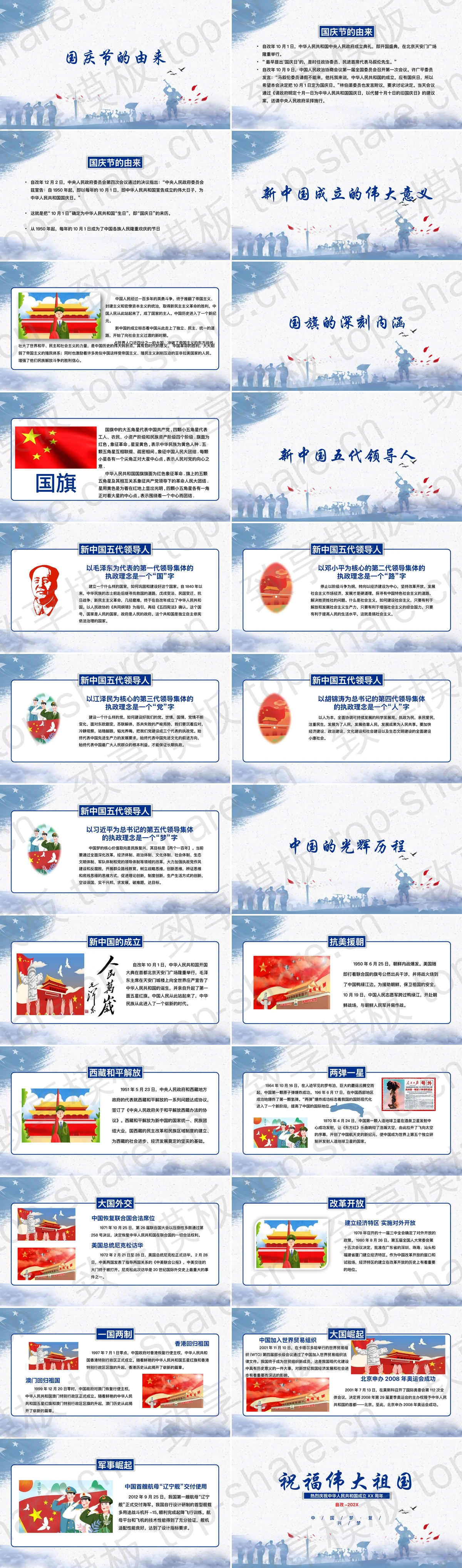 图片[2]-蓝色军人人物剪影背景的“盛世华诞”国庆节爱国教育PPT模板 - 致享TOP-SHARE-致享TOP-SHARE
