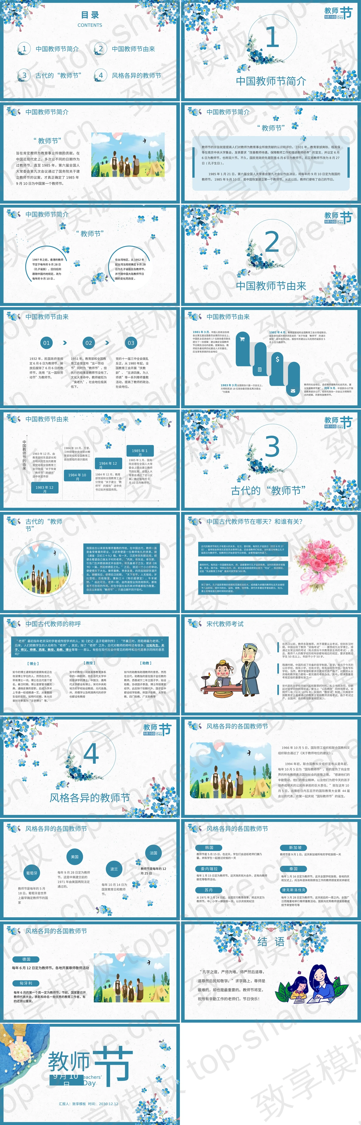 图片[2]-蓝色水彩9月10日感恩教师节PPT模板 - 致享TOP-SHARE-致享TOP-SHARE
