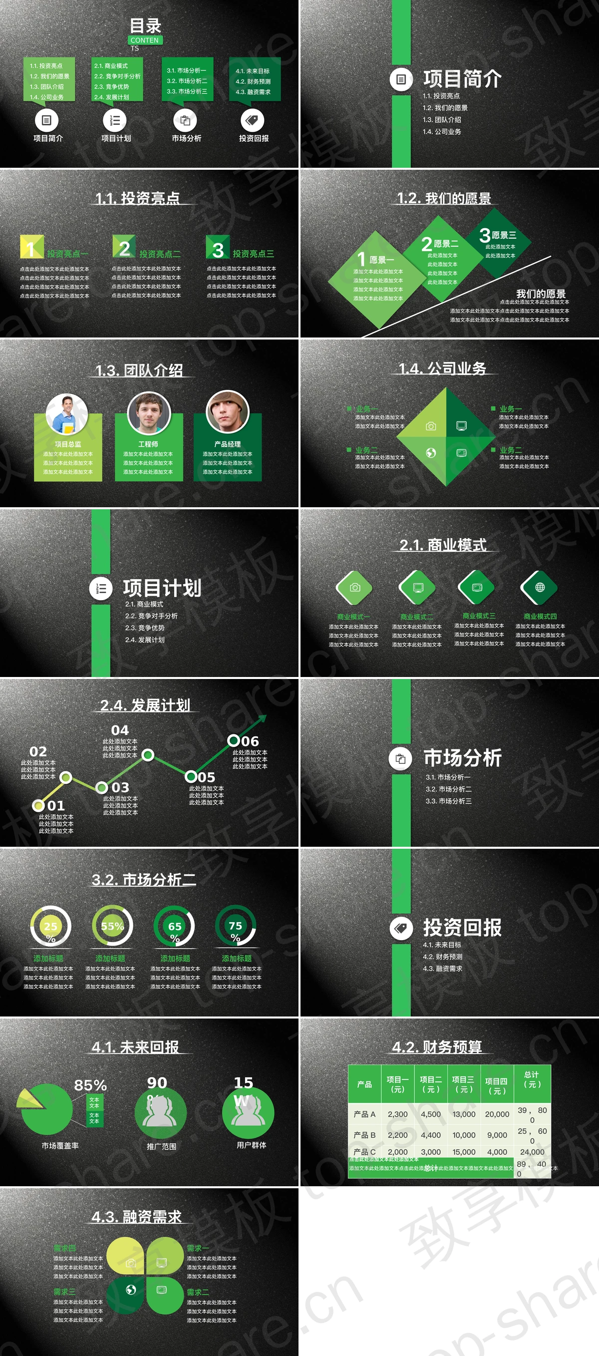 图片[2]-黑色磨砂质感的商业融资计划书PPT下载 - 致享TOP-SHARE-致享TOP-SHARE