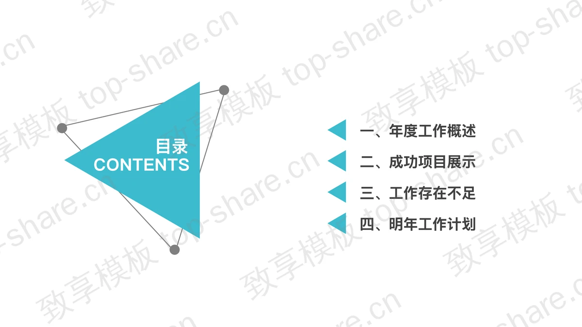 蓝色扁平化商业建筑背景的工作汇报PPT模板-致享TOP-SHARE