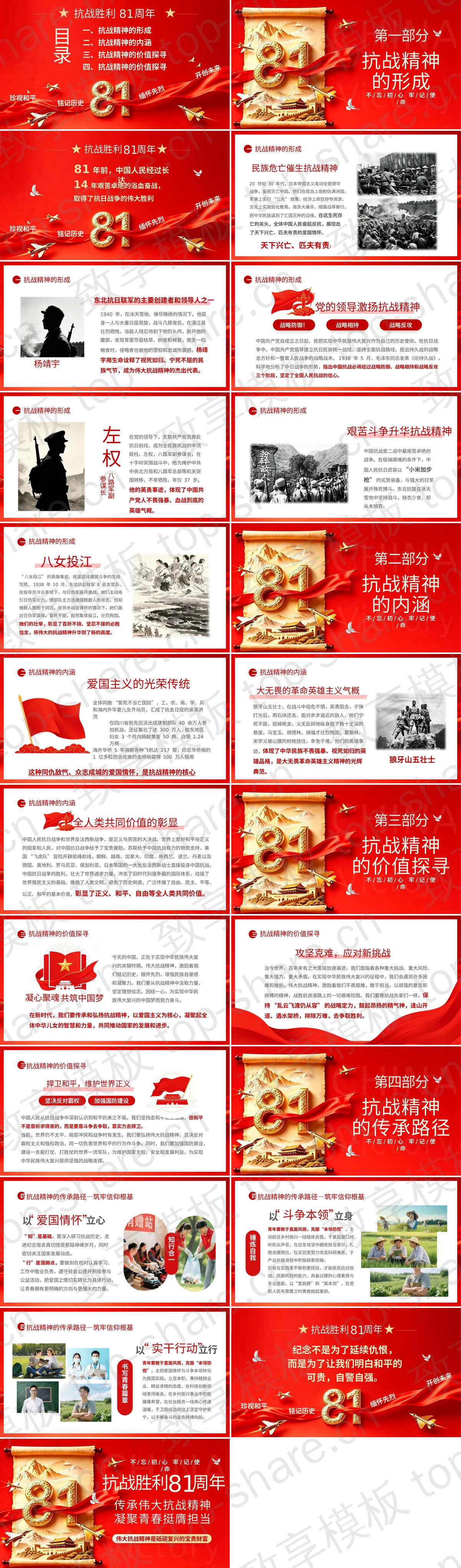 图片[2]-红金大气抗战胜利81周年爱国教育PPT模板 - 致享TOP-SHARE-致享TOP-SHARE