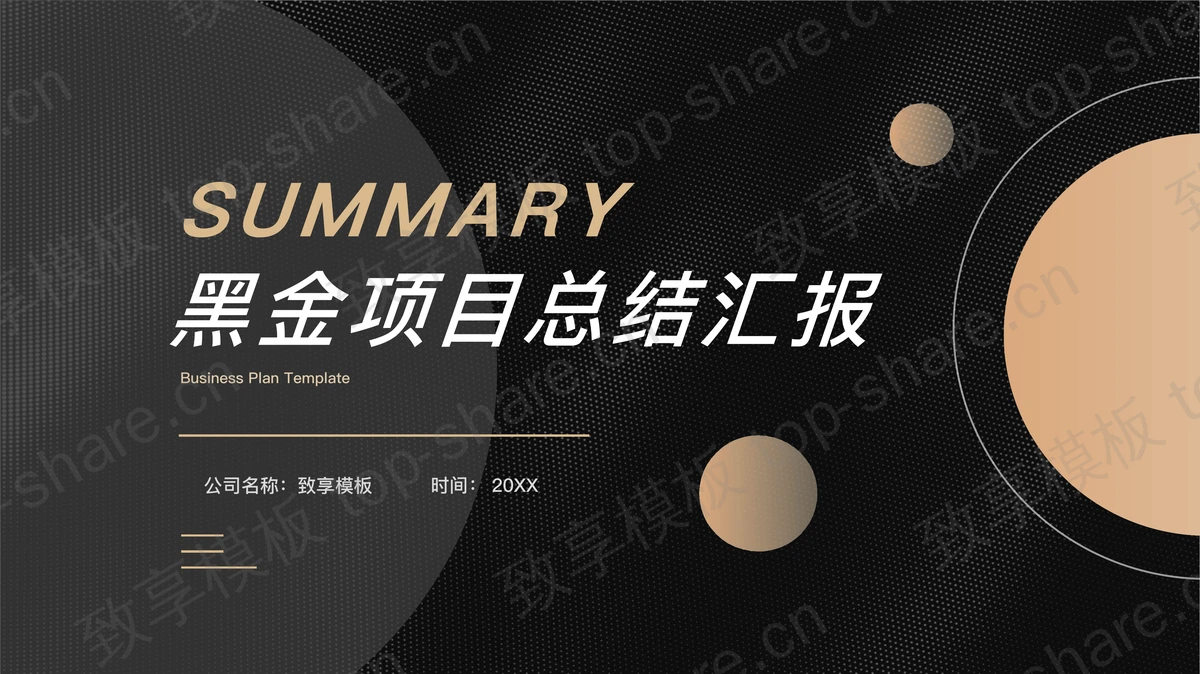 精致黑金风项目总结汇报PPT模板-致享TOP-SHARE