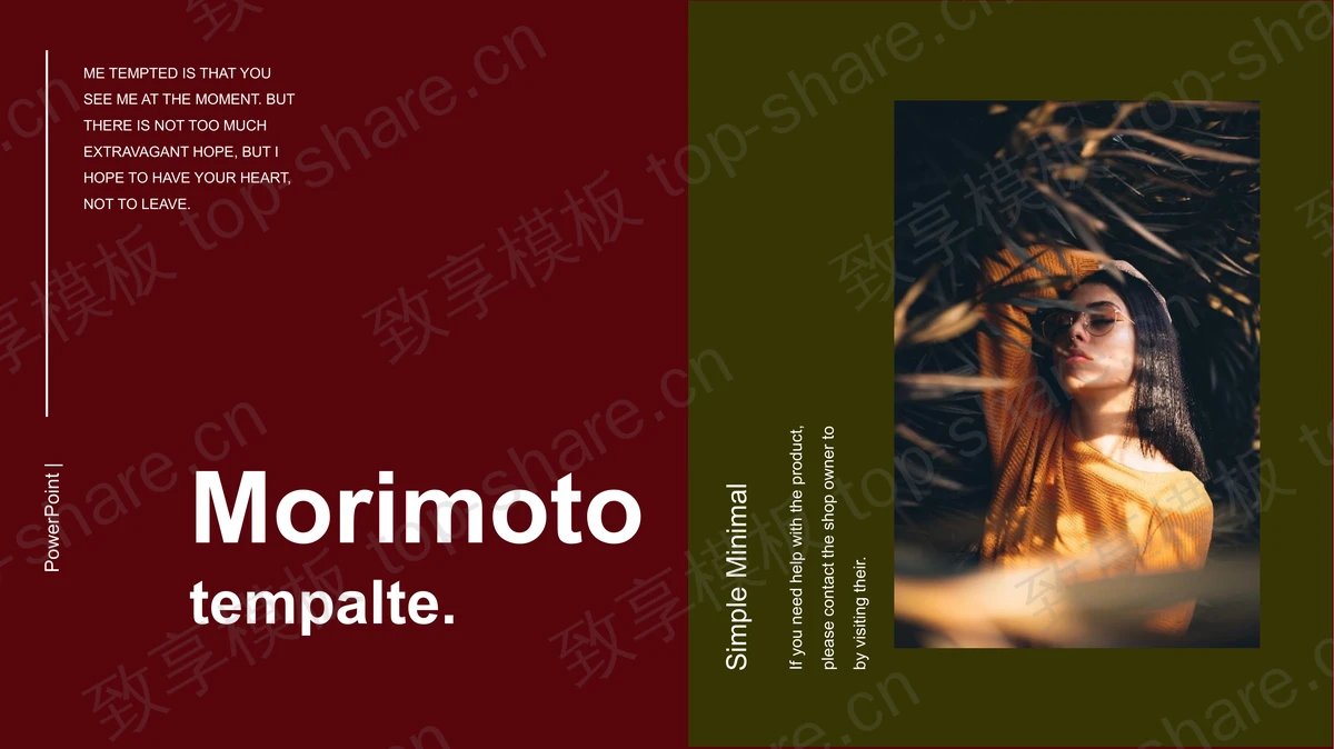 红绿撞色时尚女孩背景的欧美商务汇报PPT模板-致享TOP-SHARE