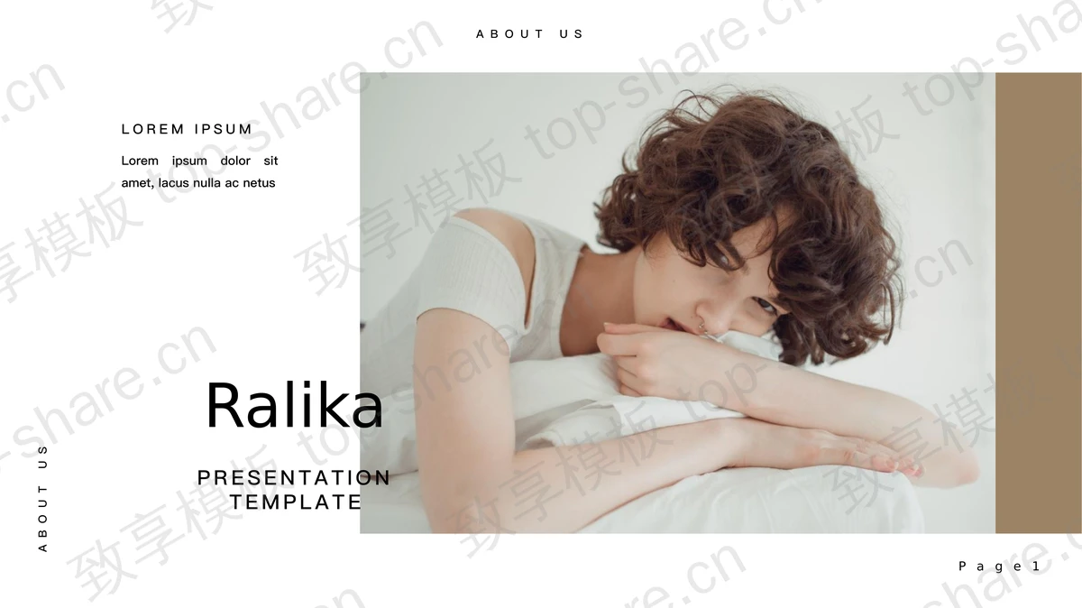 棕色欧美女性背景欧美风时尚画册PPT模板-致享TOP-SHARE