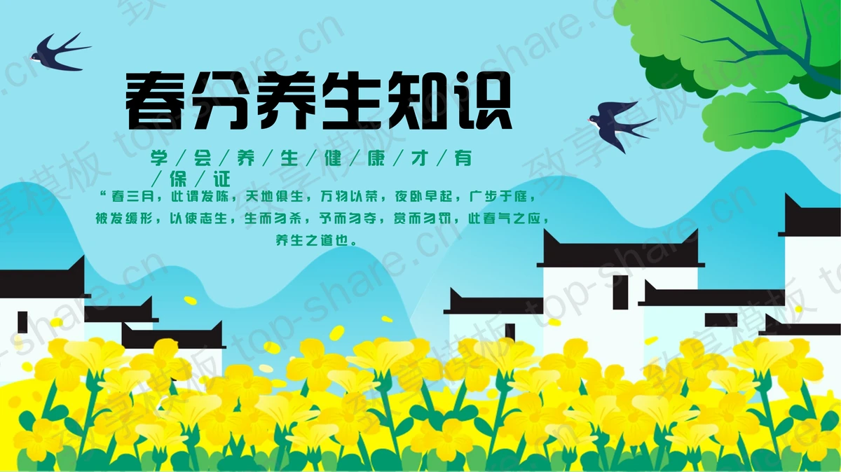清新卡通风格的春分养生知识PPT模板-致享TOP-SHARE