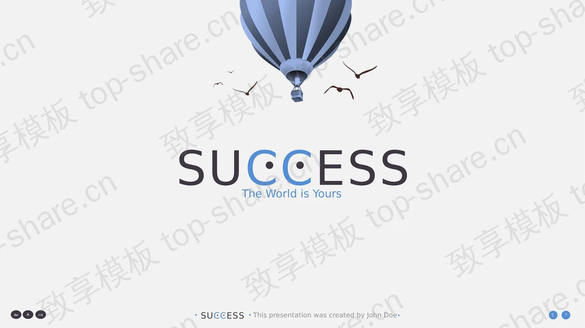 蓝色极简热气球背景创意PPT模板免费下载-致享TOP-SHARE