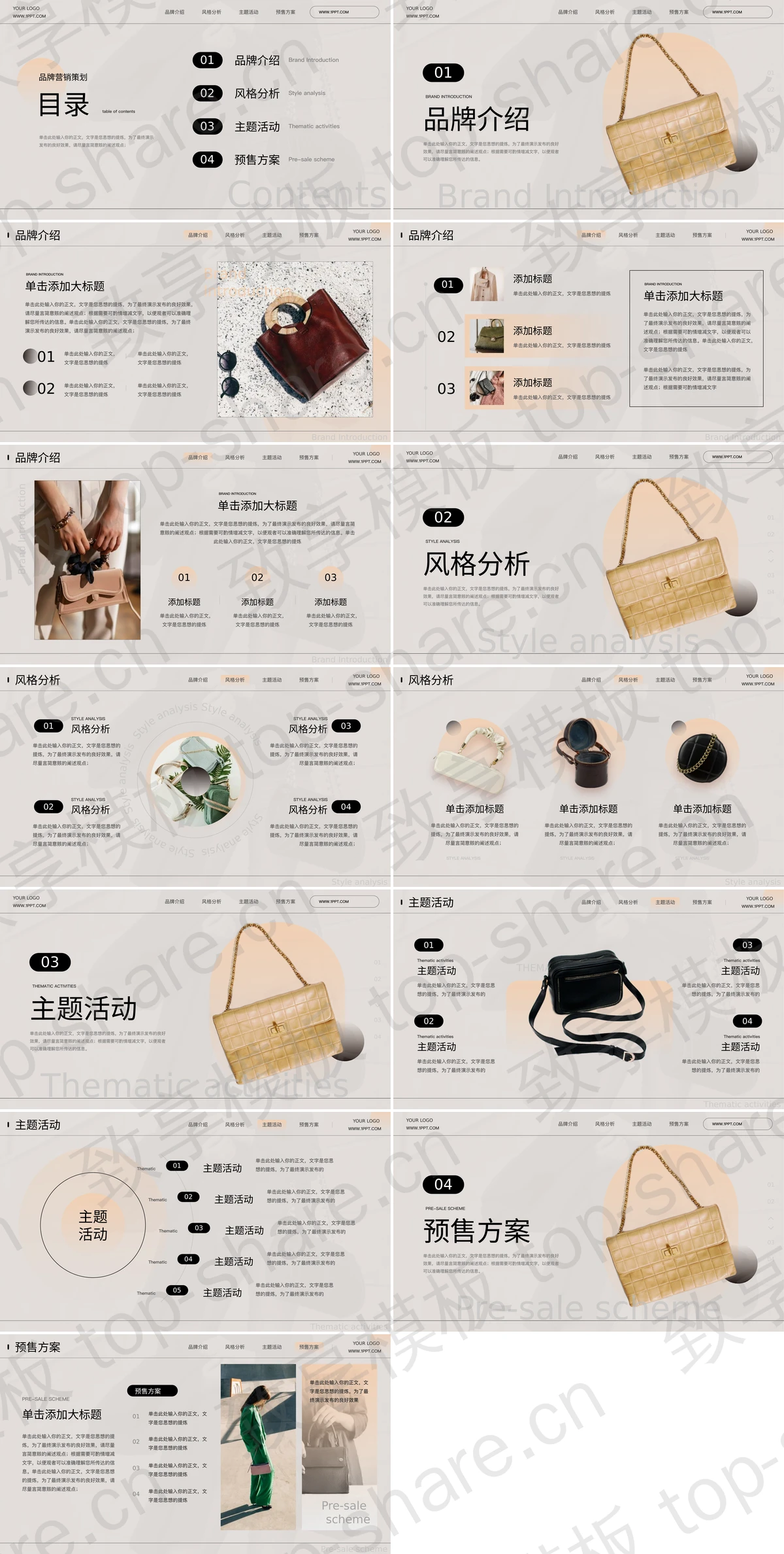 图片[2]-精致皮包背景奢侈品箱包行业品牌营销策划PPT模板 - 致享TOP-SHARE-致享TOP-SHARE