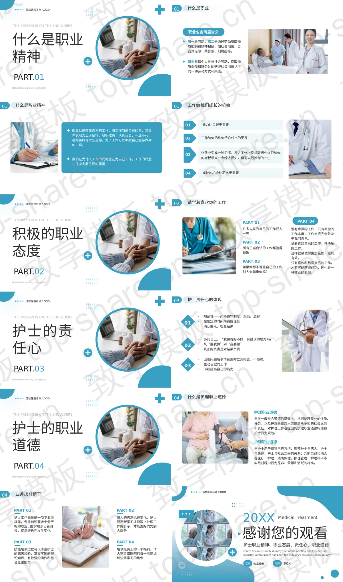 图片[2]-蓝色护士岗前培训PPT模板 - 致享TOP-SHARE-致享TOP-SHARE
