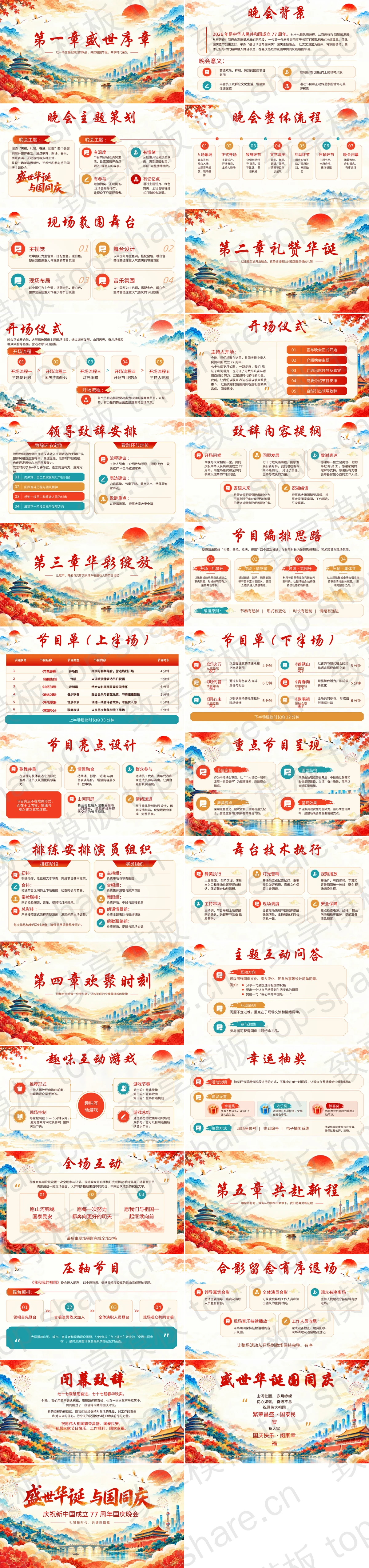 图片[2]-红蓝国潮风“盛世华诞与国同庆”庆祝新中国成立77周年国庆晚会PPT模板 - 致享TOP-SHARE-致享TOP-SHARE