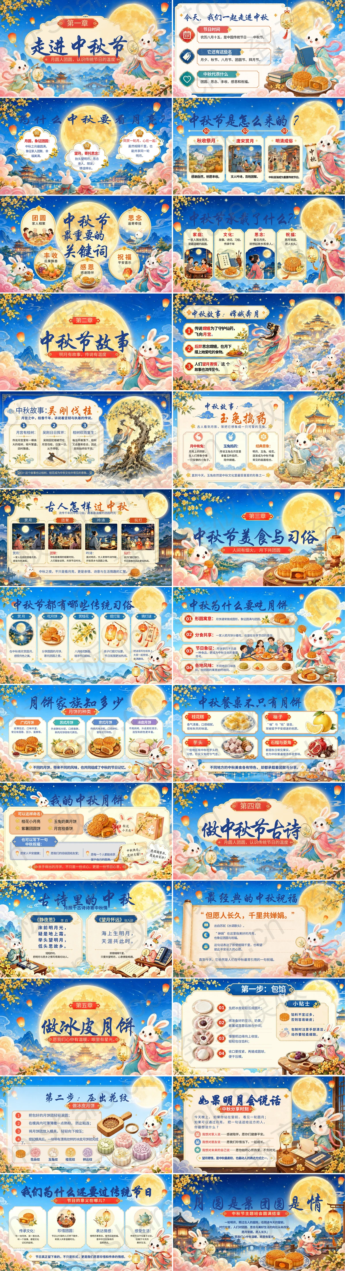 图片[2]-蓝色插画风“月满中秋情暖人家”中秋节传统文化主题班会PPT模板 - 致享TOP-SHARE-致享TOP-SHARE