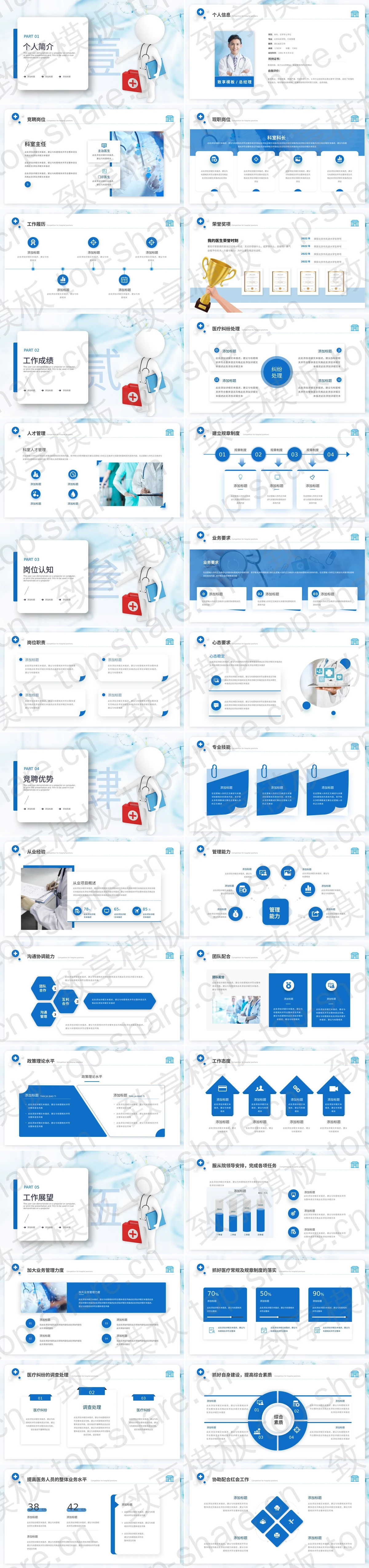 图片[2]-蓝色医生背景医院岗位竞聘PPT模板 - 致享TOP-SHARE-致享TOP-SHARE